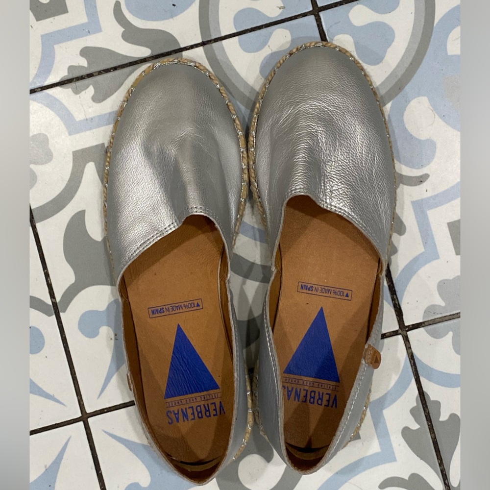 Silver Slip-On Espadrille Flats